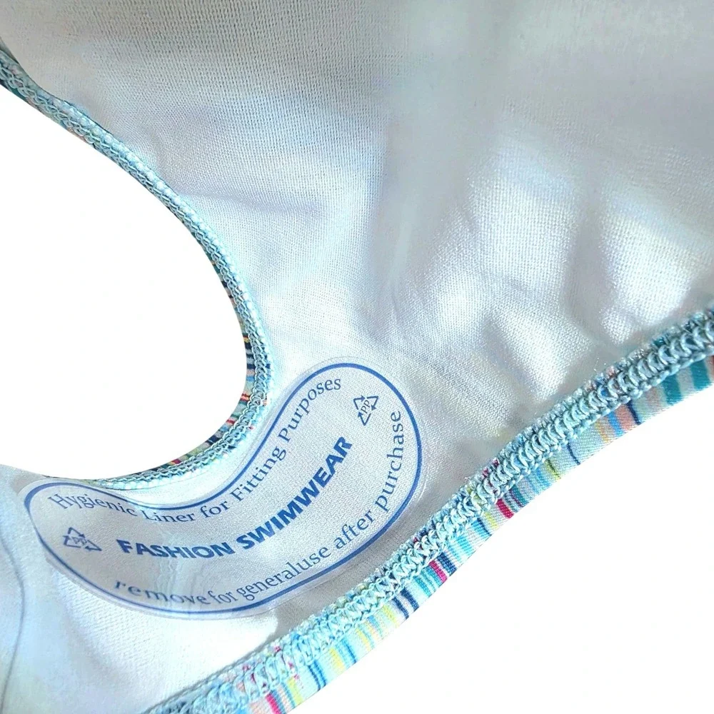 Lands End One Piece Swimsuit X-Back Plus Sz 18 W Colorblock Blue‎ Yellow Modest